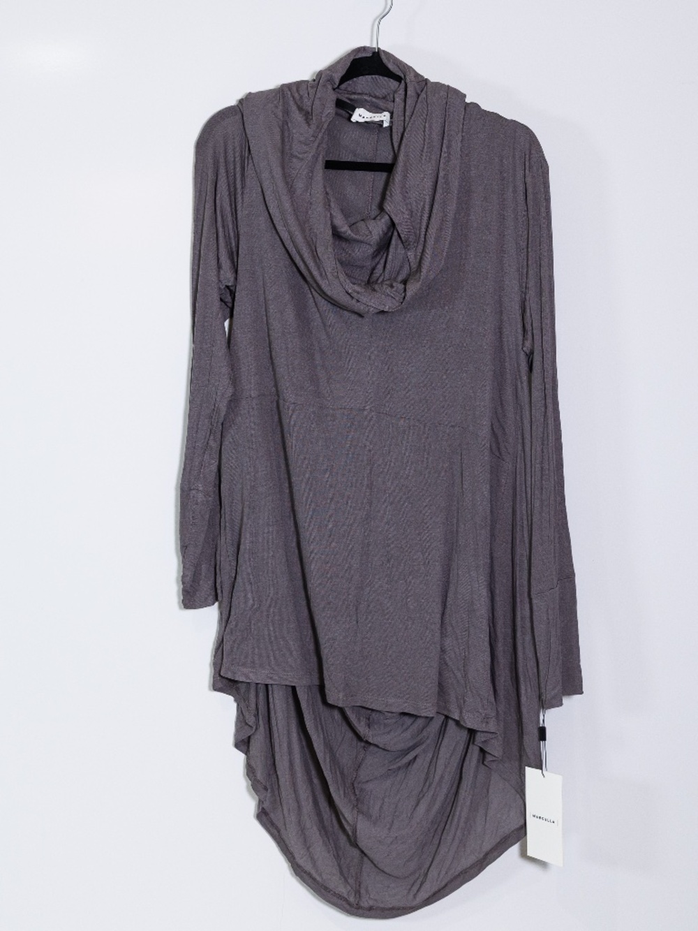 NEW Marcello Oslo Sheer European Jersey Hooded Knit Tunic Sweater Anthracite L